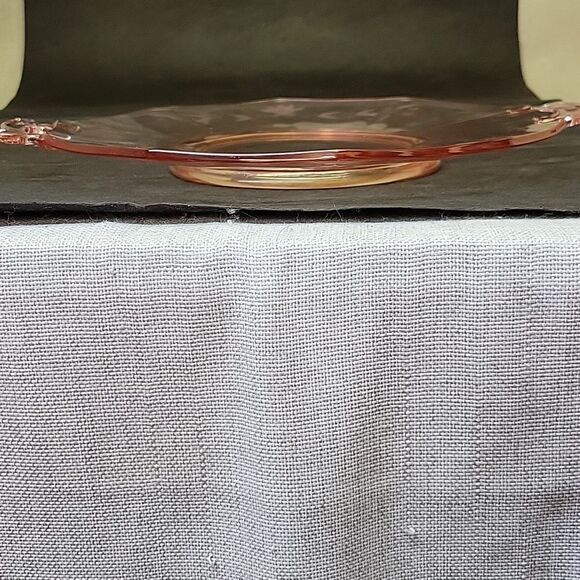 Vintage Pink Depression Era Glass Double Handle 10.25" Serving Plate - Picture 7 of 7